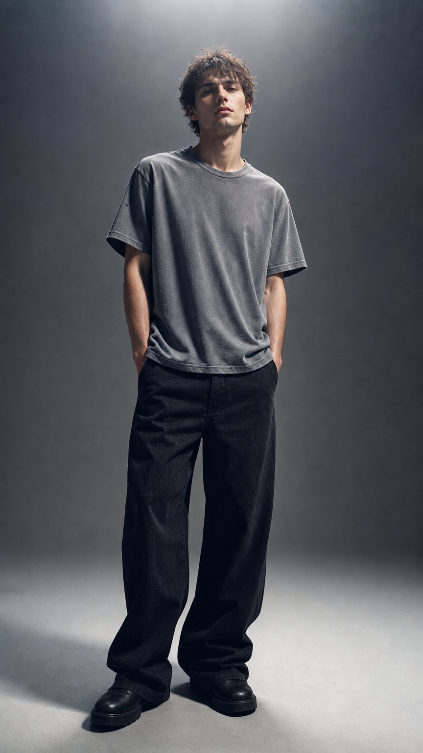 AI product shot of HOLLYWOOD TEE WASHED BLACK