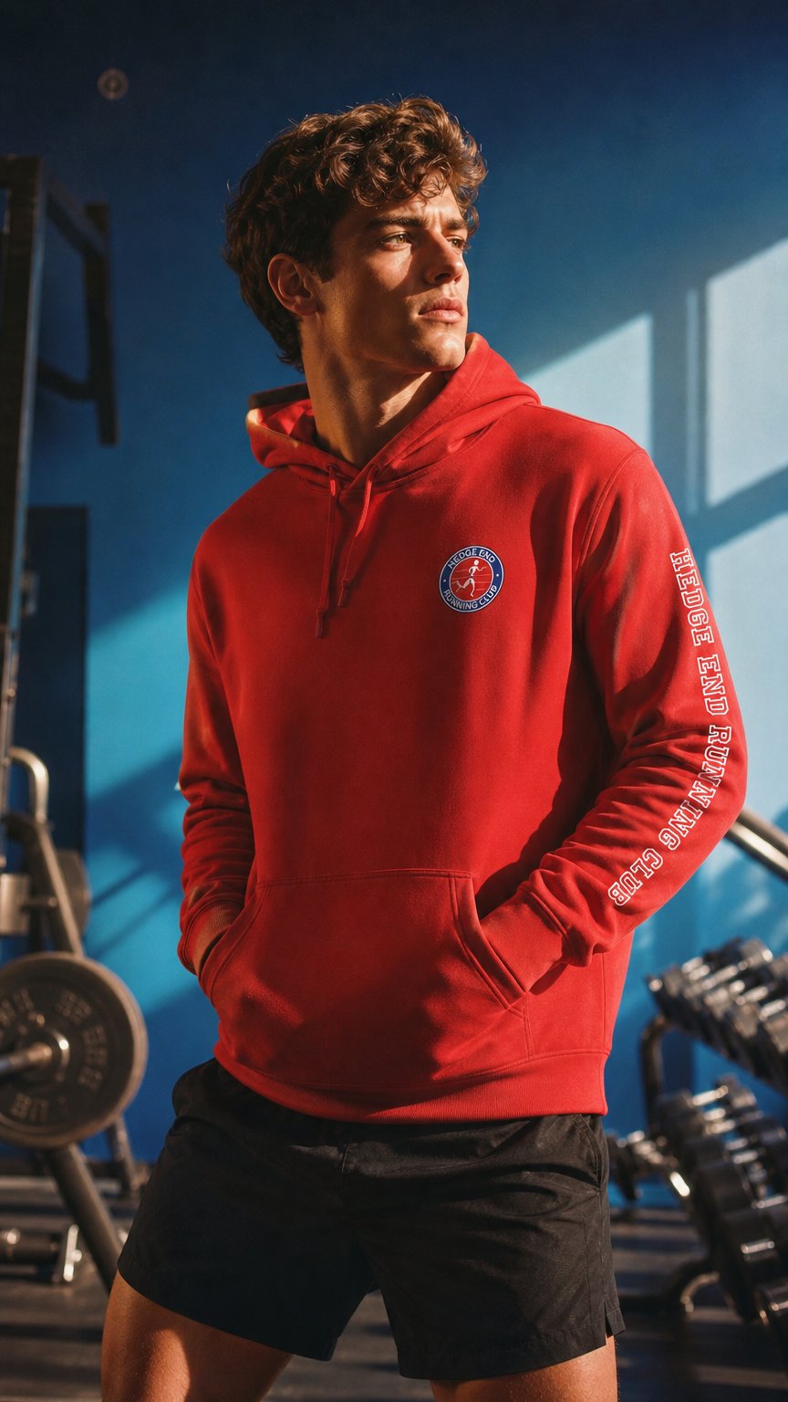 AI product shot of Red Pullover Hoodie