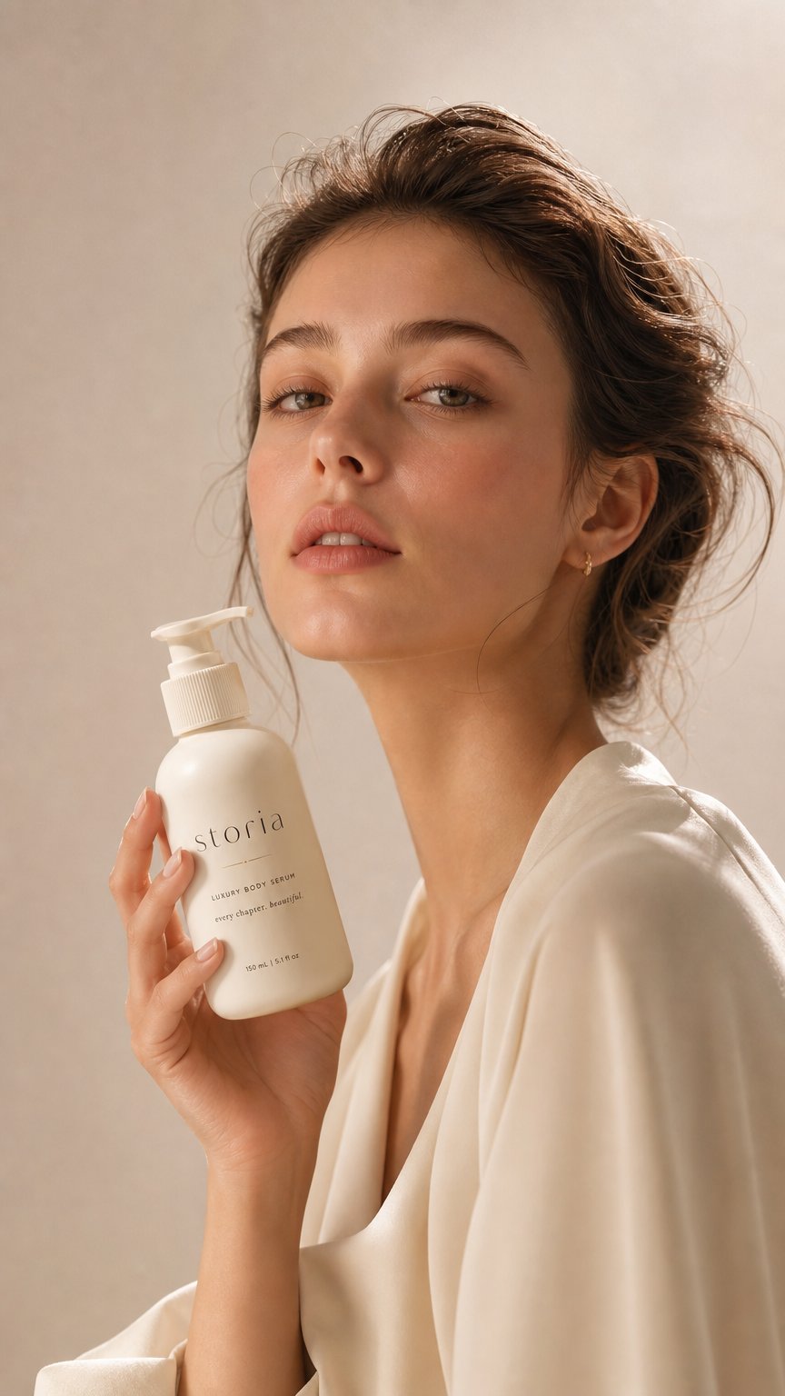 AI product shot of Storia Luxury Body Serum