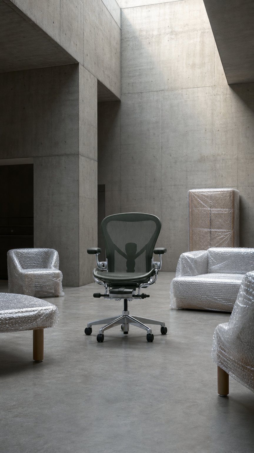 AI product shot of Herman Miller Aeron – Maat A – Jasper Gepolijst Aluminium Upgrade