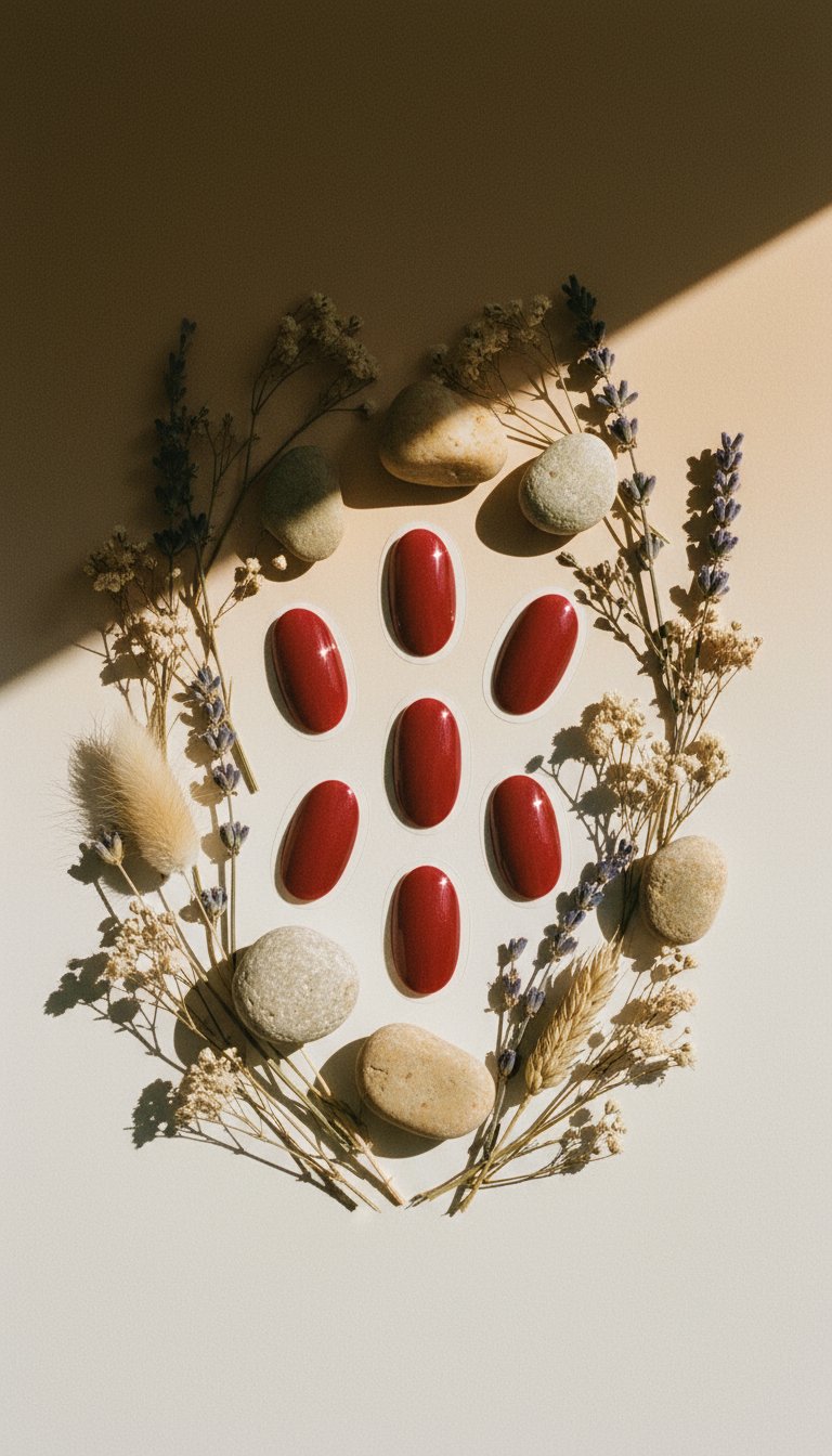AI product shot of Cateye Red Gel Nail Stickers