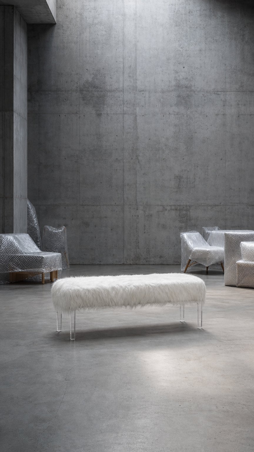 AI product shot of New Classic Marilyn Faux Fur Bench