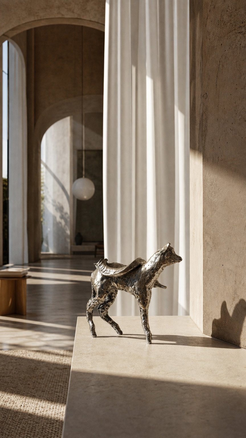 AI product shot of Casted Aluminum Lamb sculpture by artist Levi De Jong.