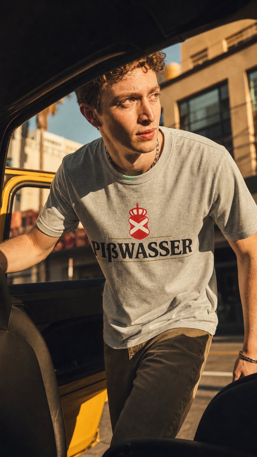 AI product shot of Pißwasser T-Shirt