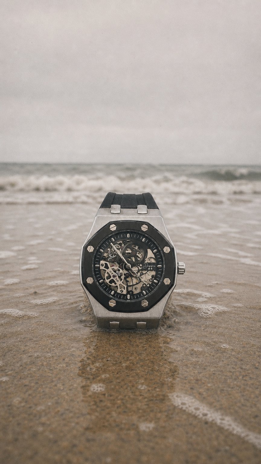 AI product shot of The Havok Automatic Skeleton by Dapper Watches