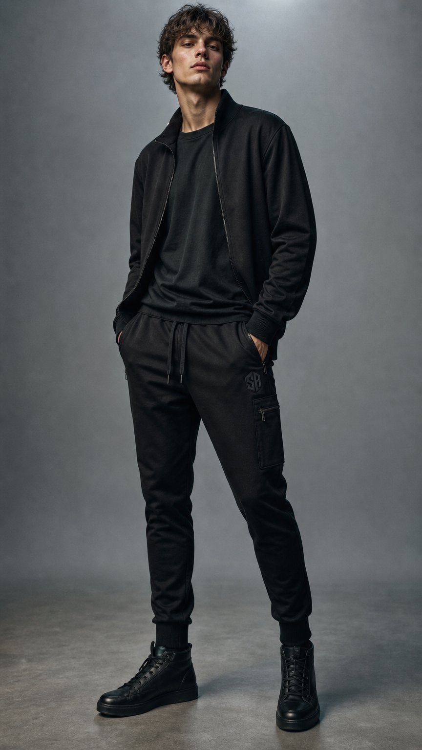 AI product shot of SH Cargo Jogger · Black on Black