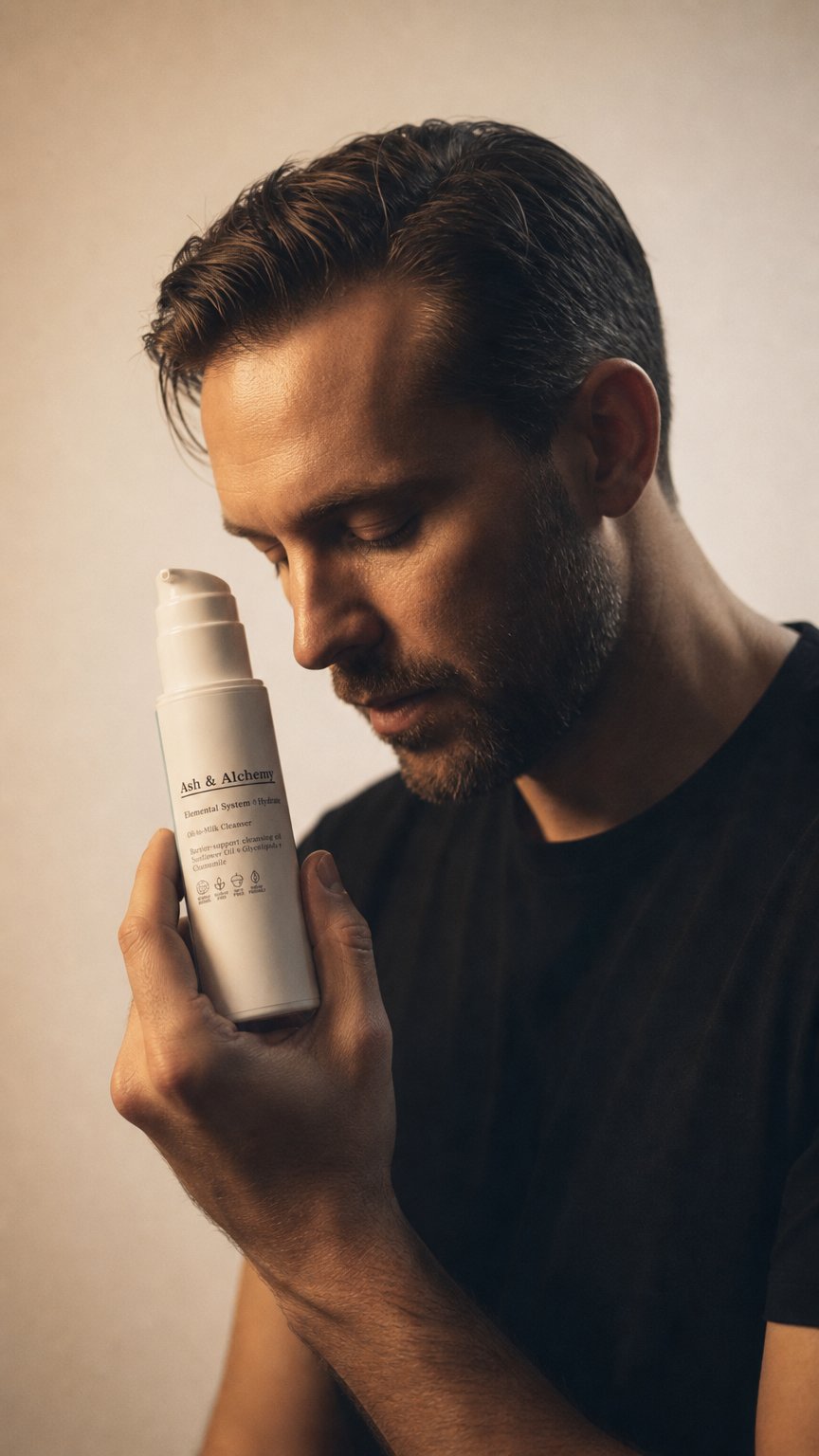 AI product shot of Elemental System — Hydrate · Oil-To-Milk Cleanser