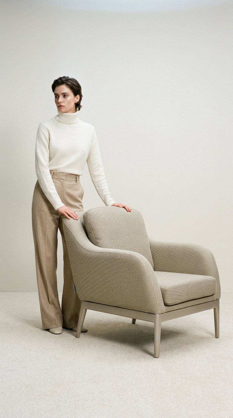 AI product shot of Luna Armchair in Fawn