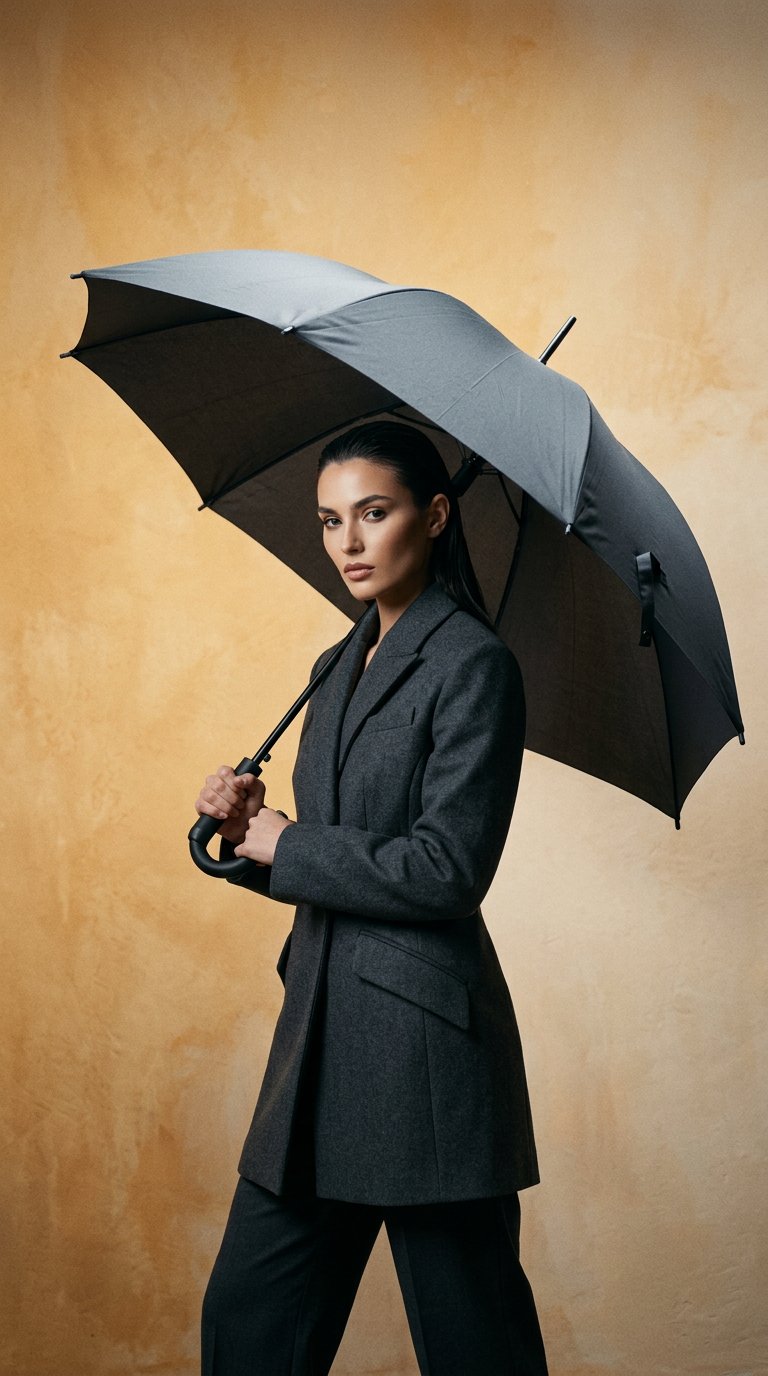 AI product shot of KNALLA Umbrella, black