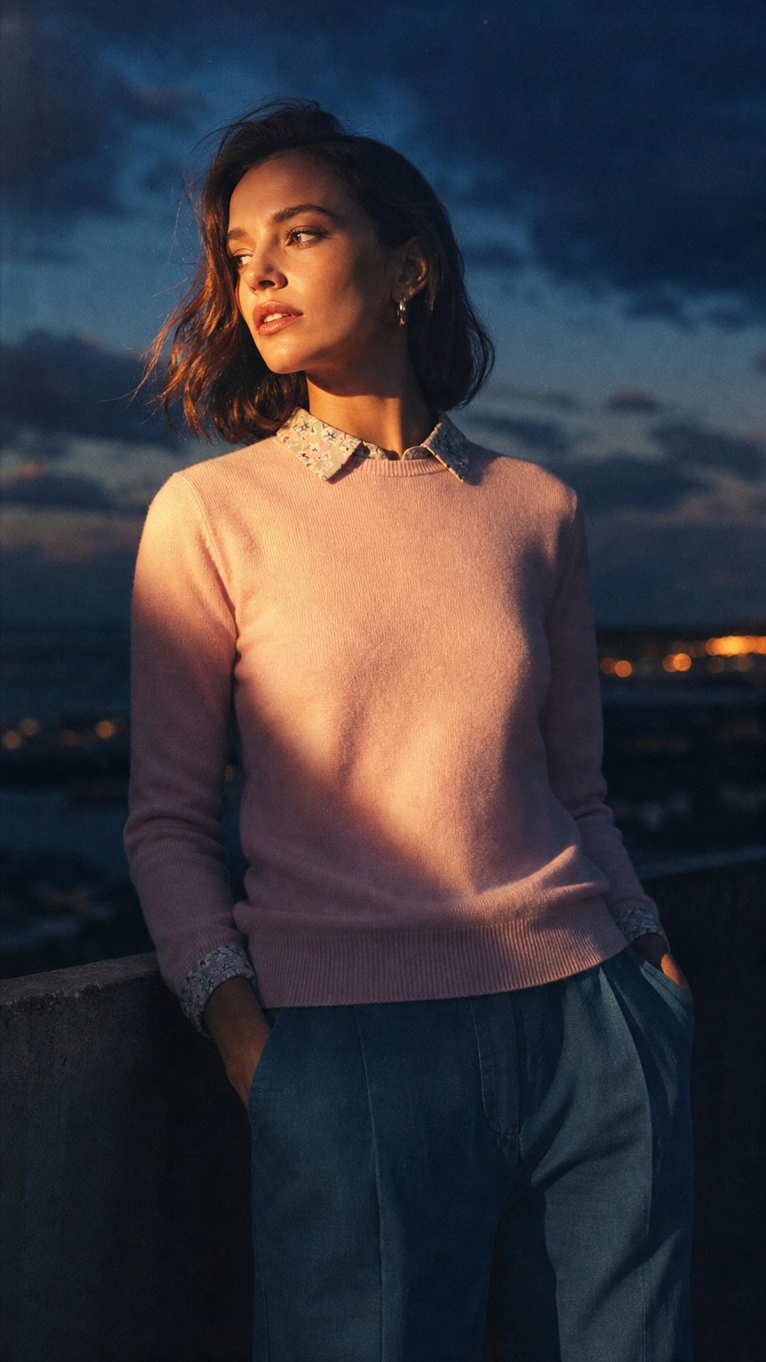 AI product shot of Cashmere and Merino Crew Neck Knitted Jumper