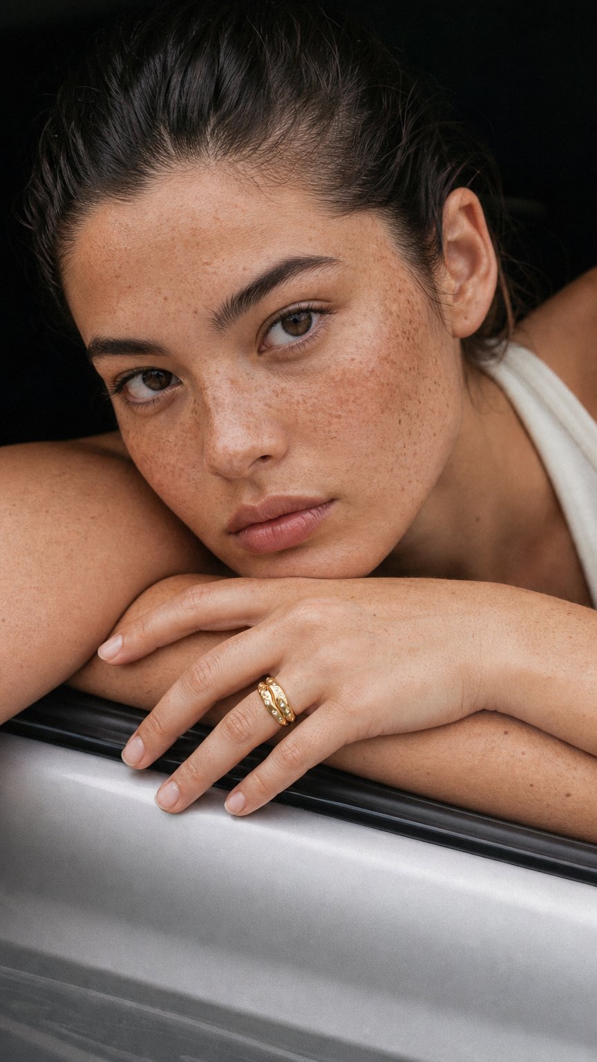 AI product shot of Mali Ring Set - Gold/Clear