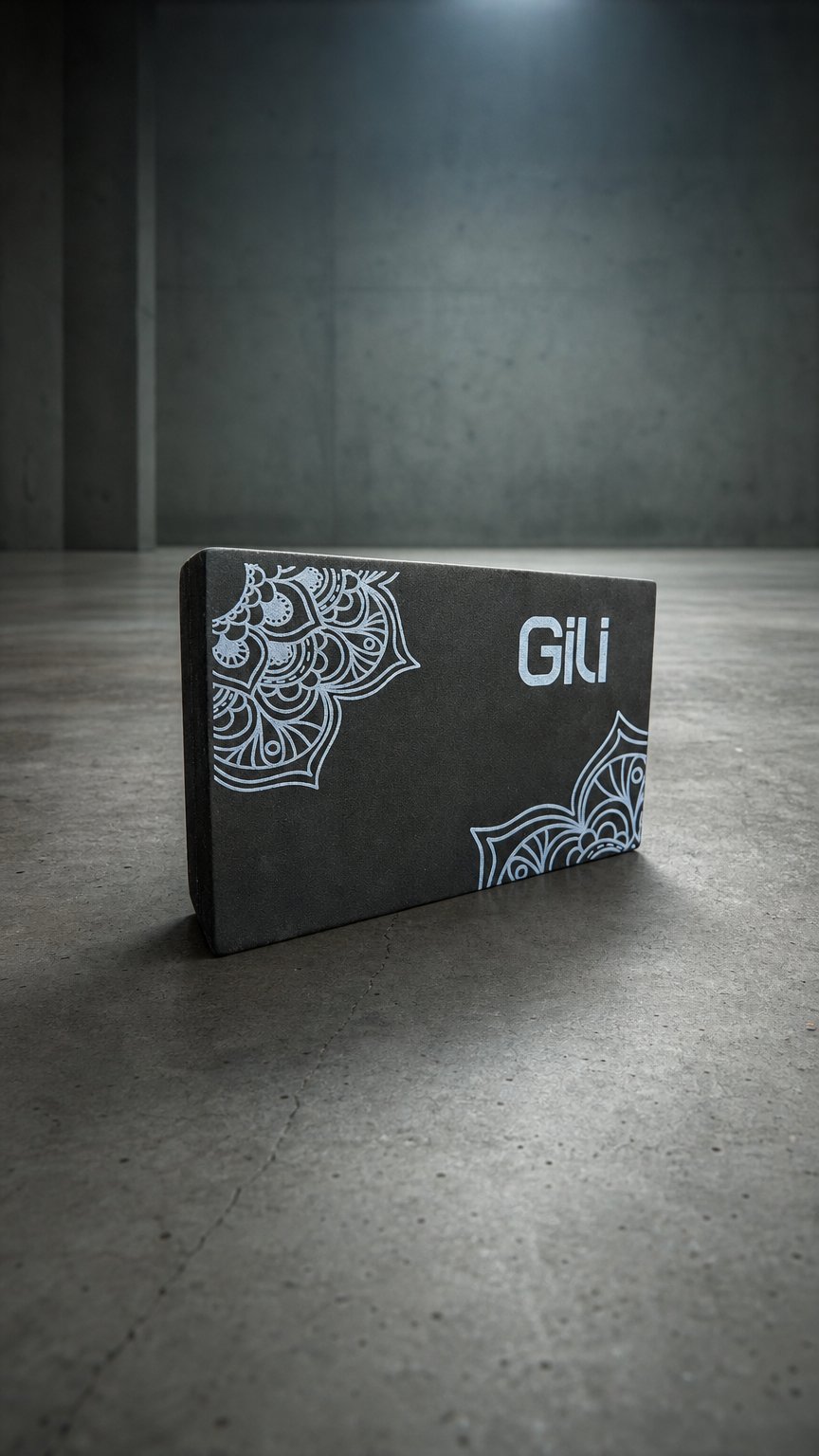 AI product shot of 1und. Bloco de Yoga EVA - Mandala Preto
