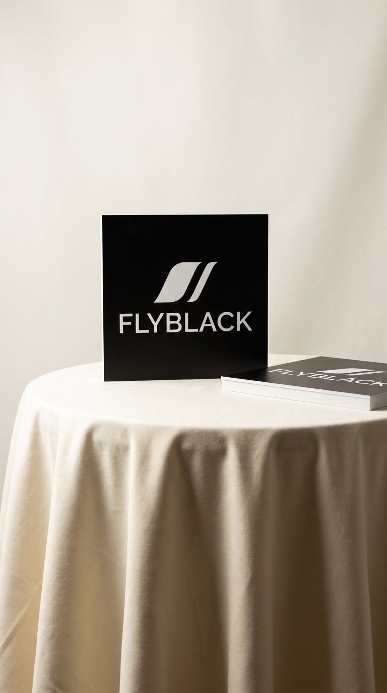 AI product shot of FLYBLACK Private Aviation Services
