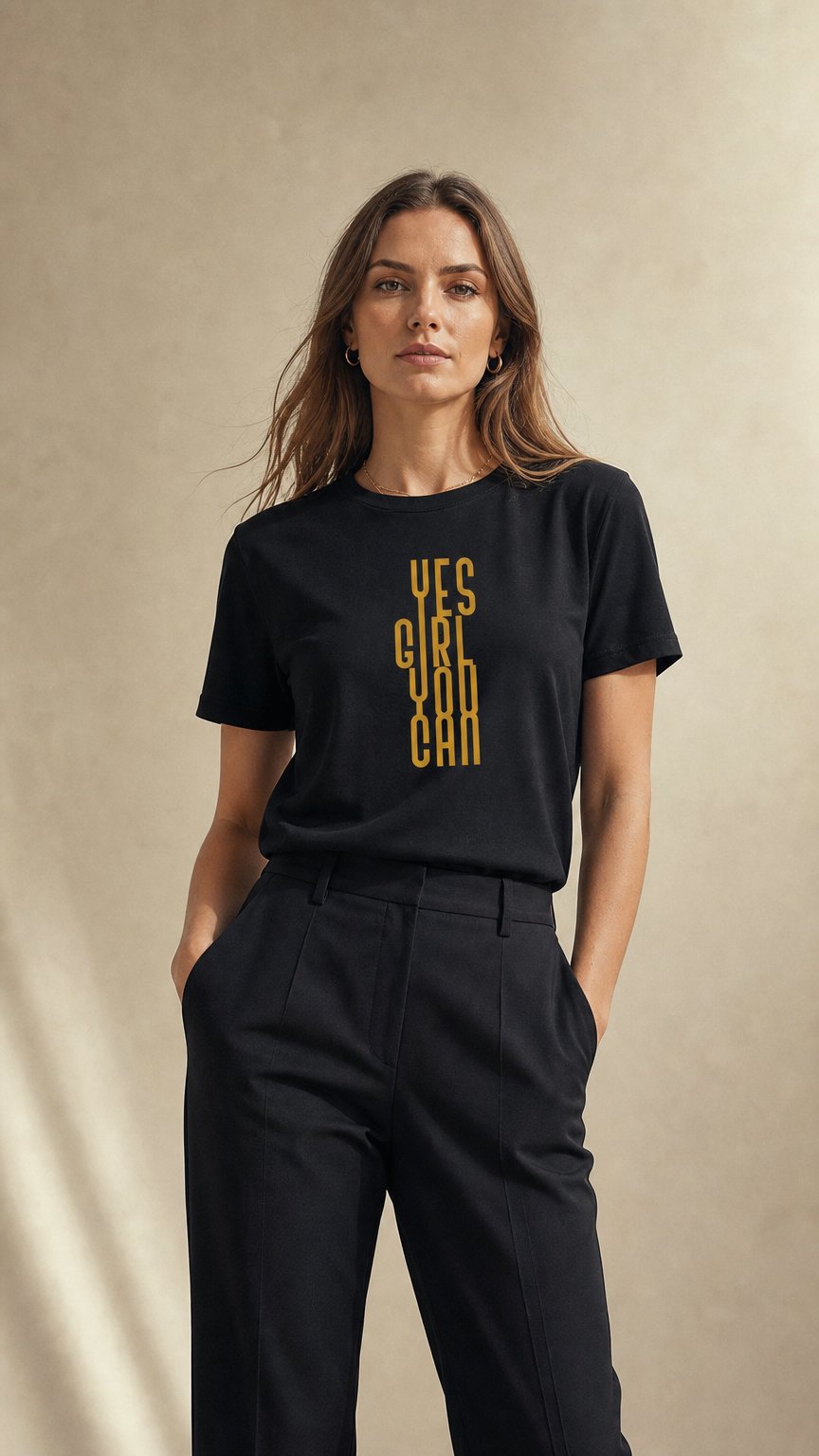 AI product shot of Yes Girl You Can Unisex T-särk