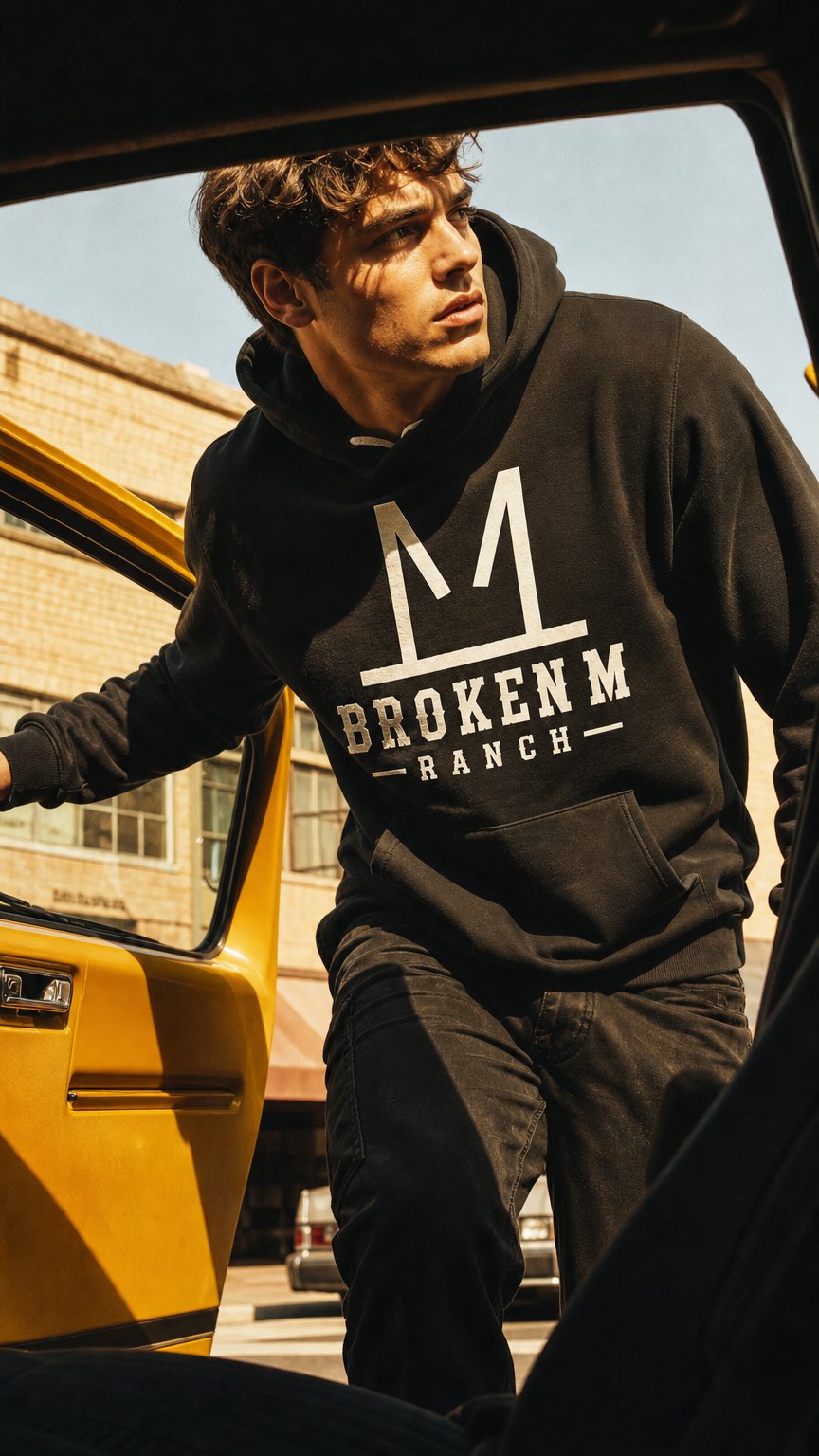 AI product shot of Pre-Dawn Hoodie — Broken M Ranch