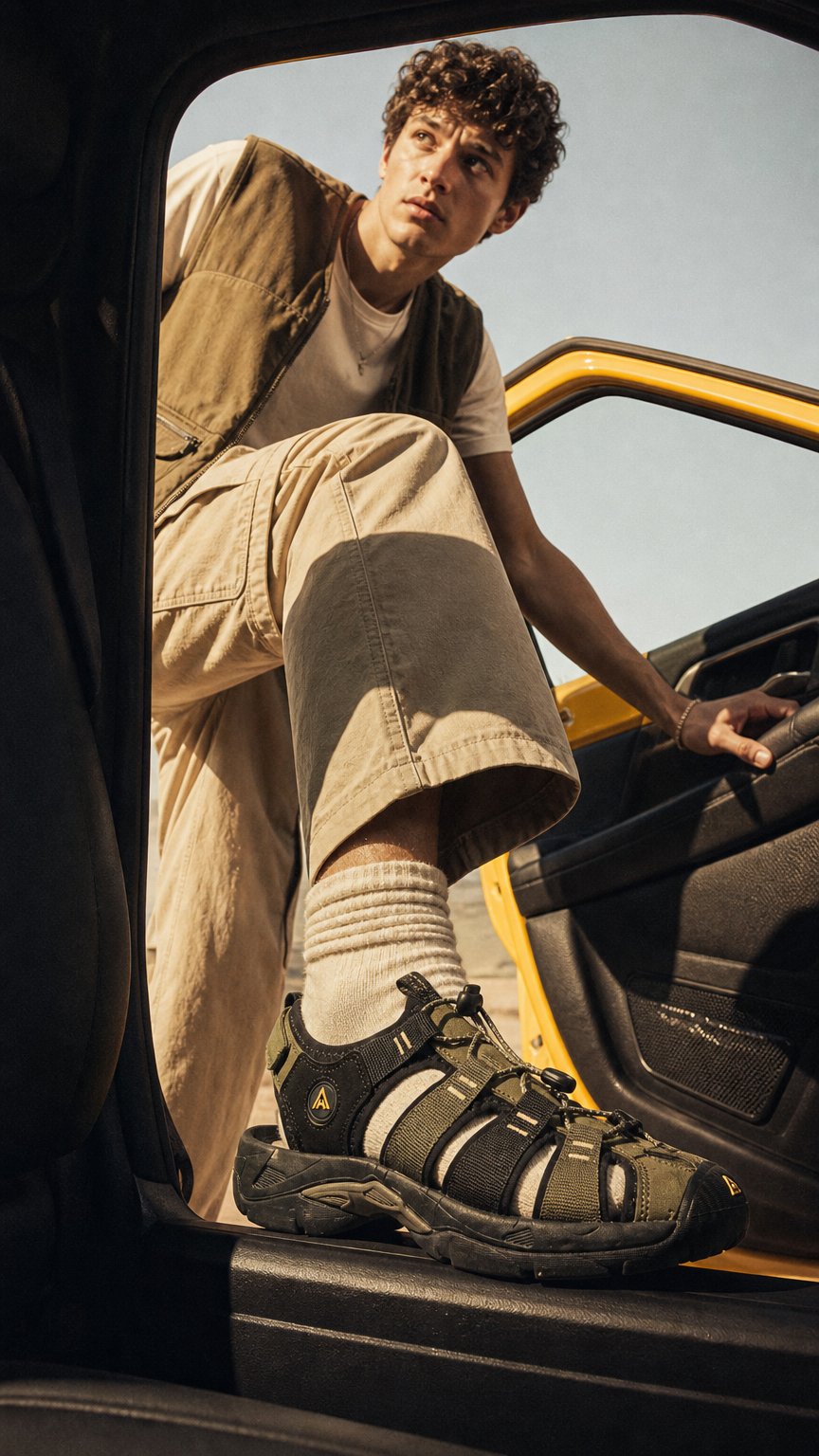 AI product shot of Men's Walking Sandals - Closed Toe - Outdoor Hiking & Water Sandals