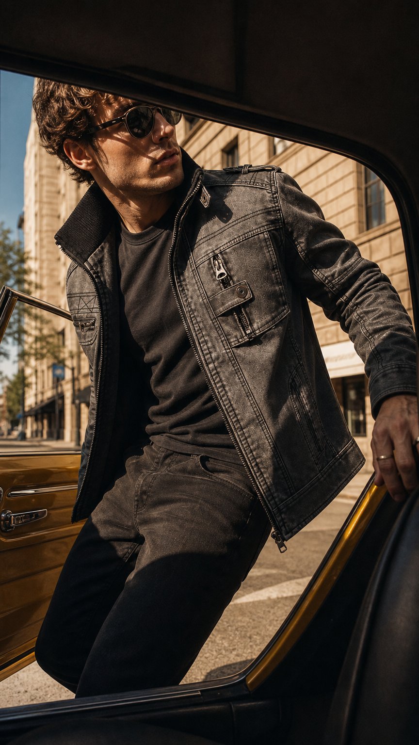 AI product shot of Bonanza Leather Jacket