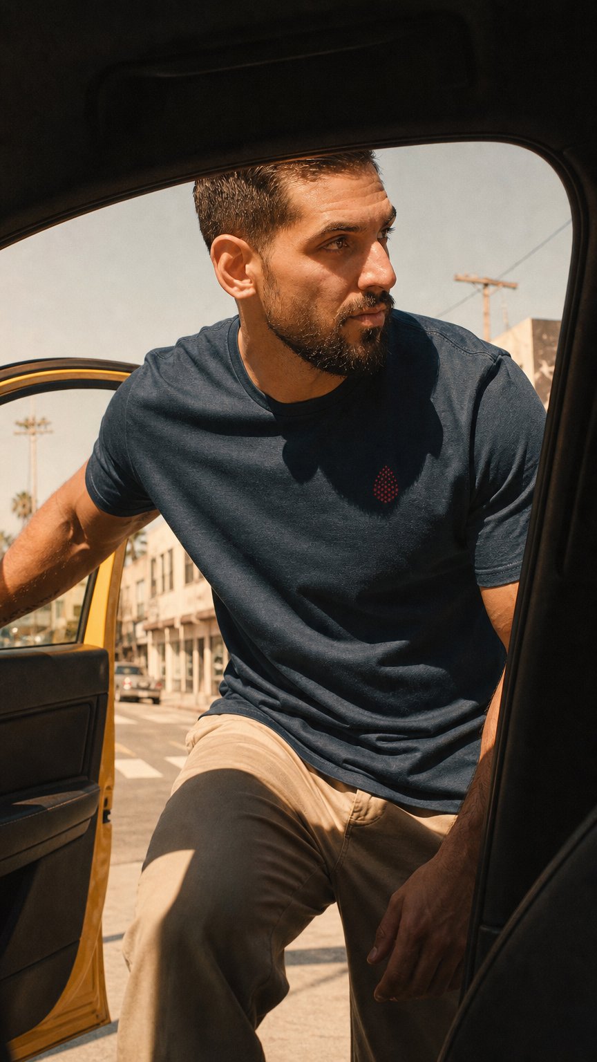 AI product shot of Performance Tee Navy - Red Logo