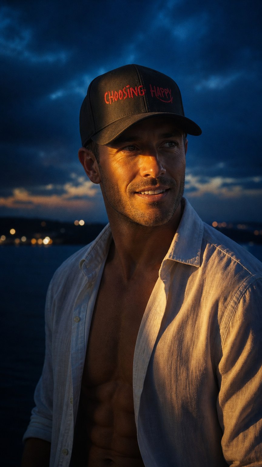 AI product shot of Choosing Happy Snap Back Hats