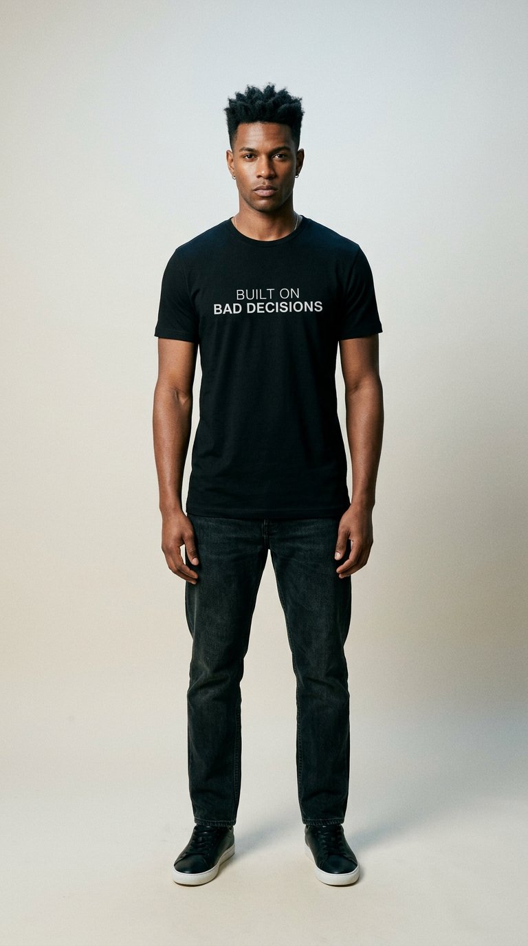 AI product shot of Built On Bad Decisions Tee ⭐ Best Seller