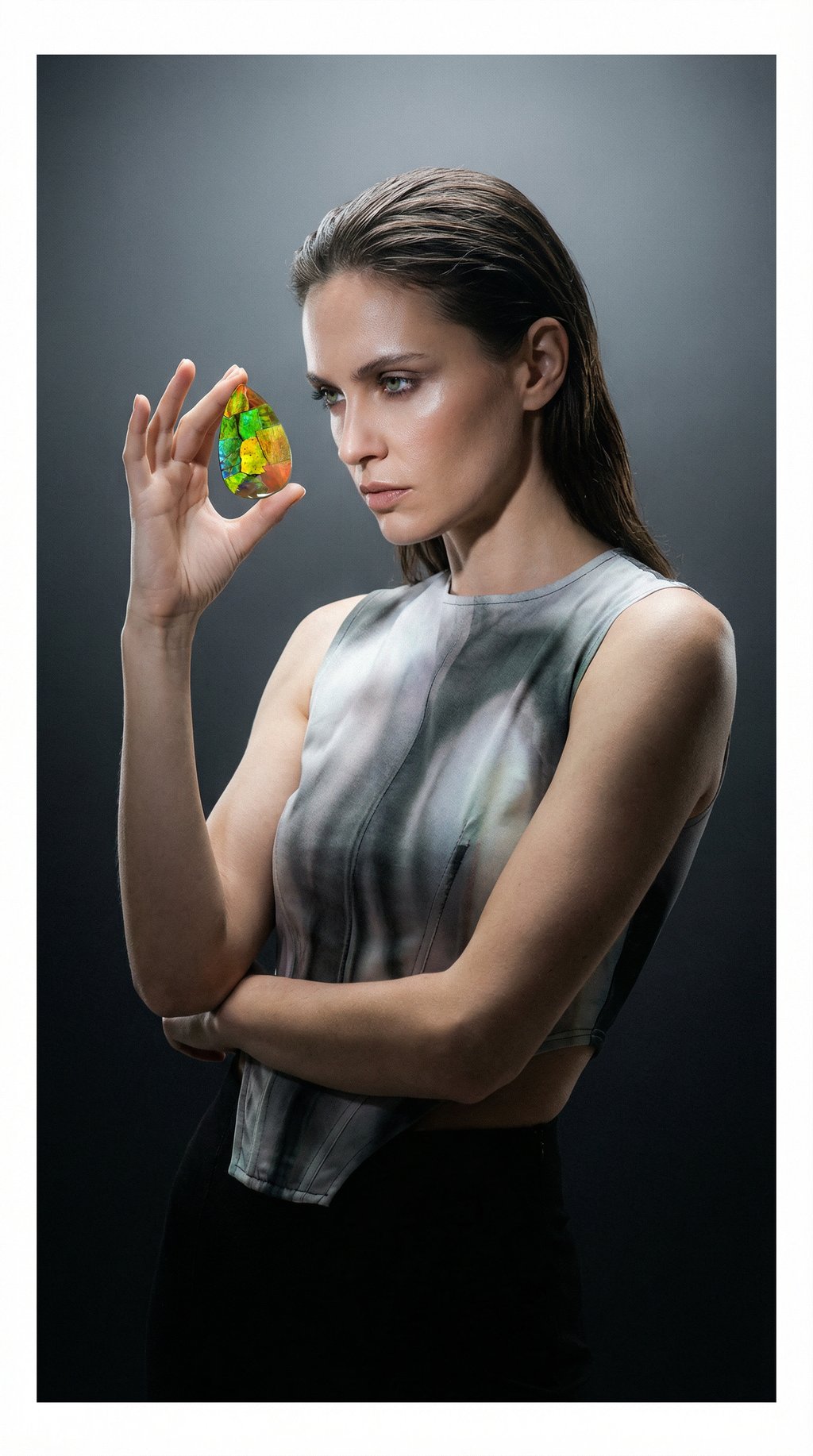 AI product shot of Starborn Ammolite Pear Cabochon 33 mm - 1 Piece