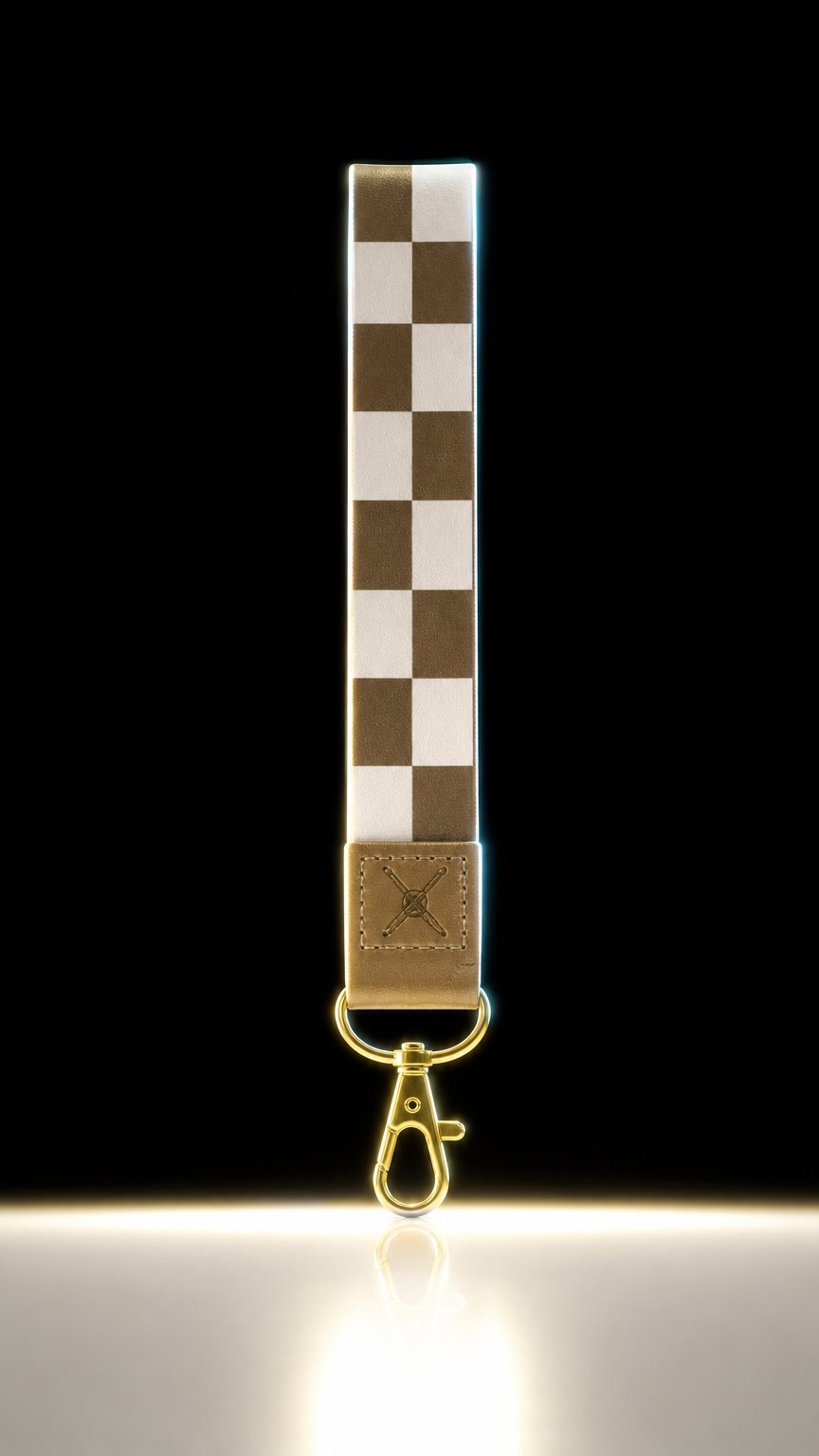 AI product shot of Checkered Pattern Wristlet Keychain | Compatible with the Loop Lock