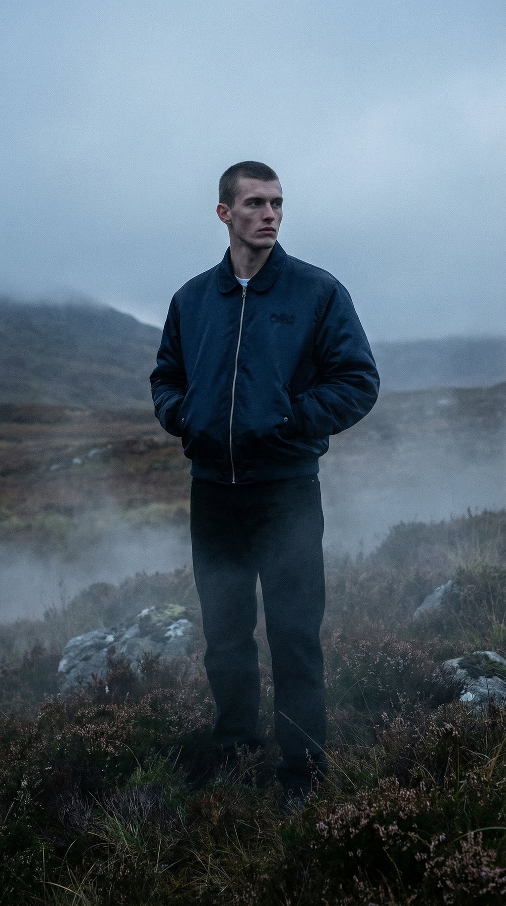 AI product shot of HUF Clothiers Reversible Flight Jacket Navy