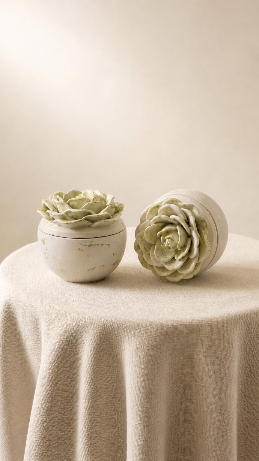 AI product shot of Bloomstone Rose Concrete Candle