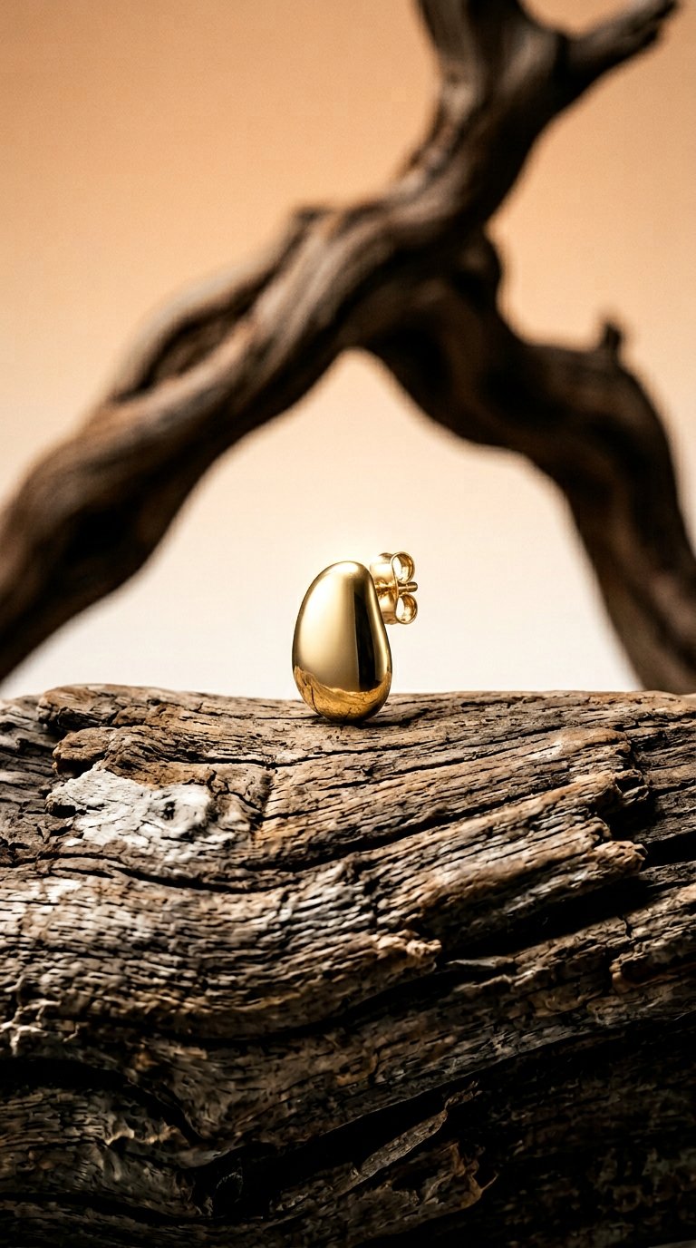 AI product shot of Waterproof Mini Pebble Studs in Gold