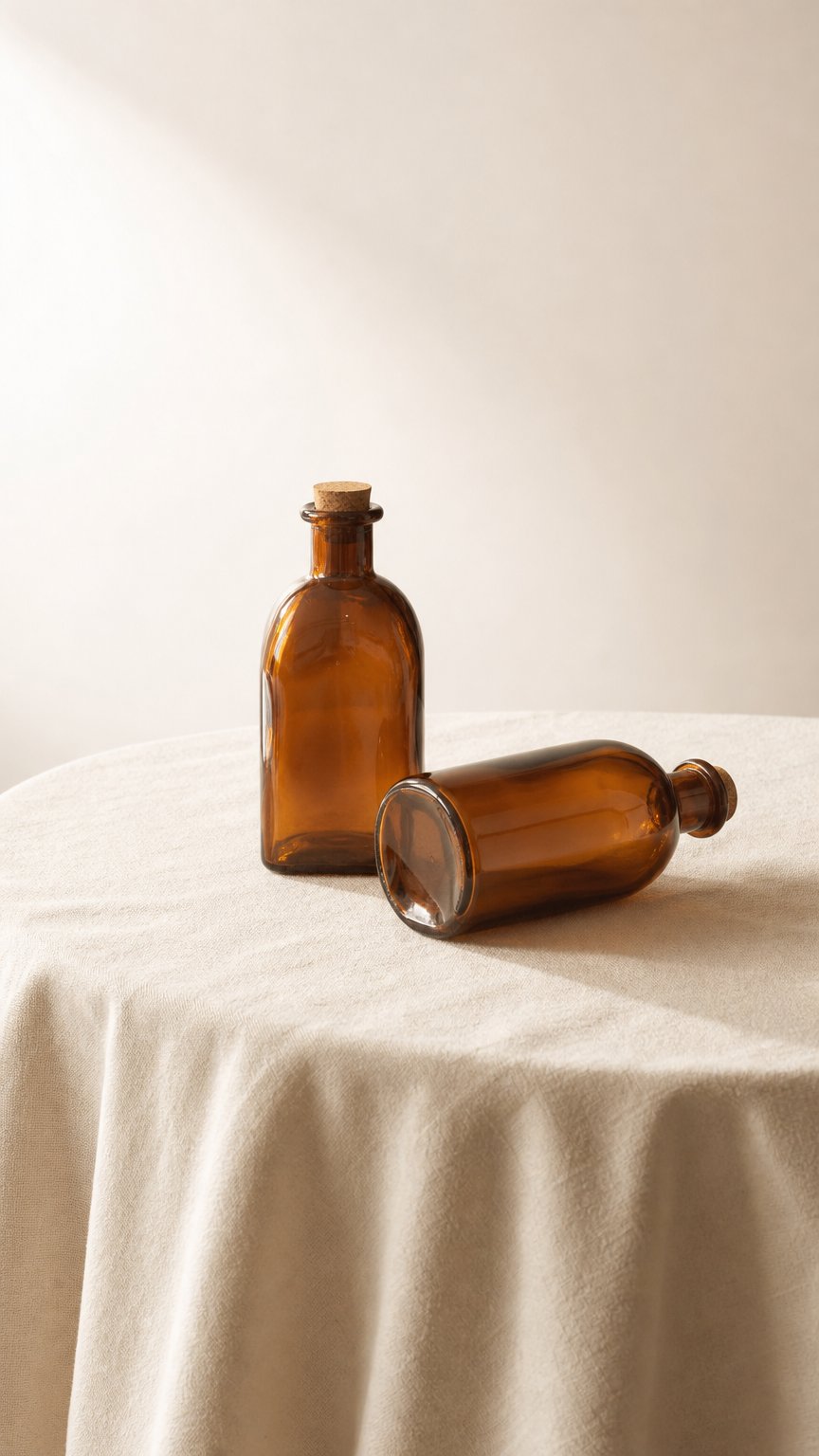 AI product shot of Rustic Glass Bottle with Cork, 14.5cm