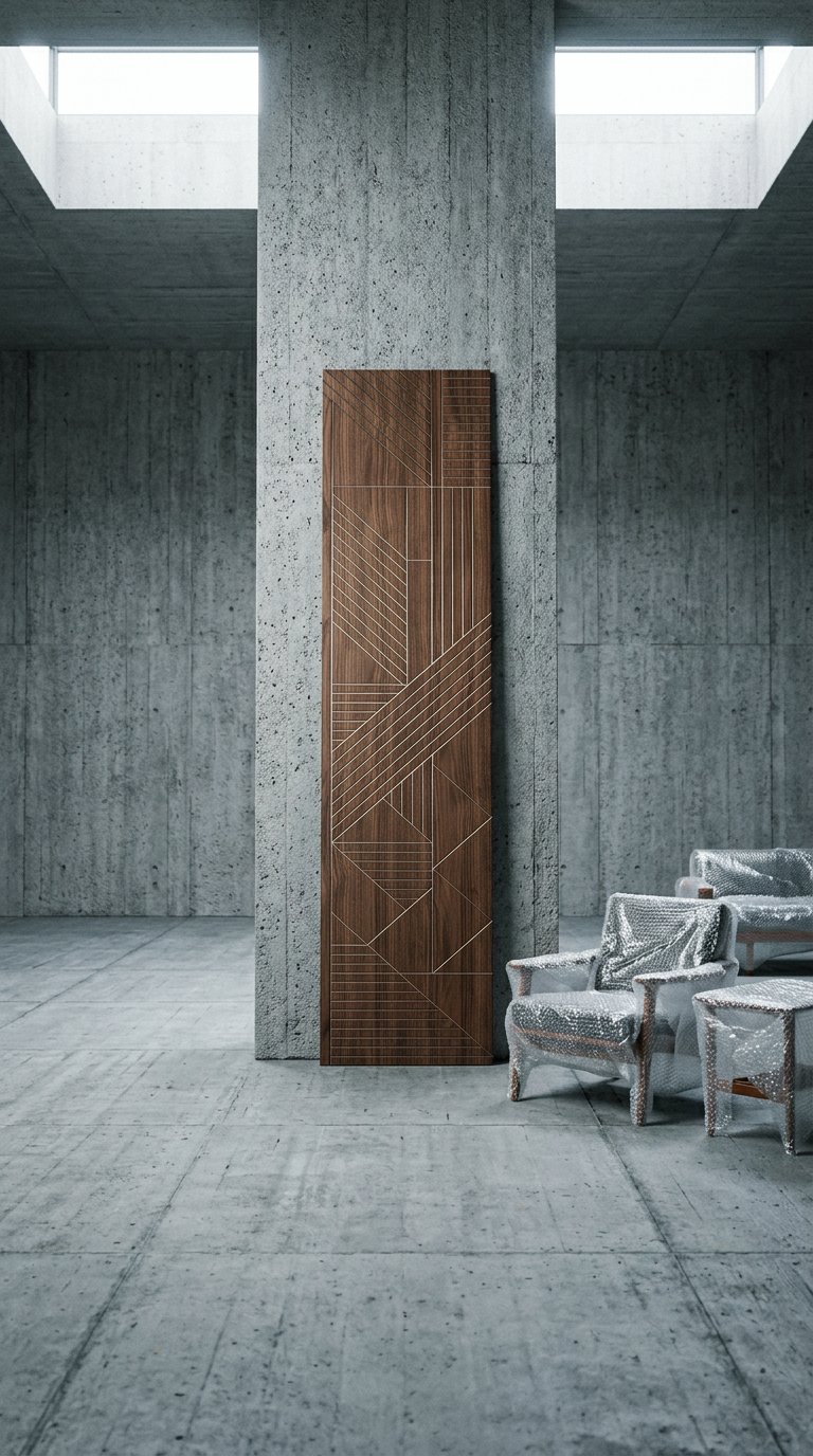 AI product shot of PANEL FREZOWANY - BIRGU - FORNIR ORZECH AMERYKAŃSKI - LAMELE3D