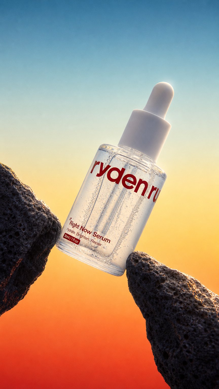 AI product shot of 現在這裡透亮滋潤組 Right Here x Right Now Brightening & Nourishing Set