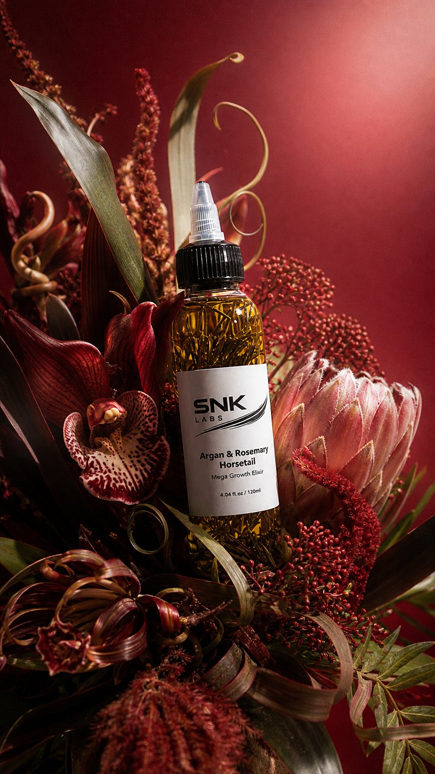 AI product shot of Argan & Rosemary Horsetail - Mega Growth Elixir - 2 Pack