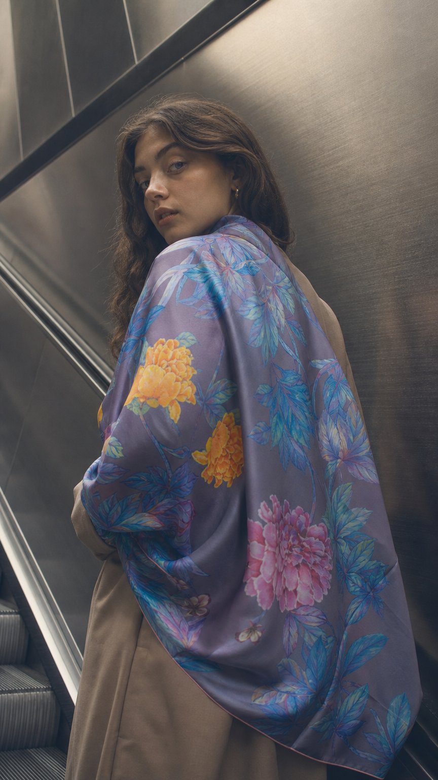 AI product shot of Lapis Light Silk Shawl