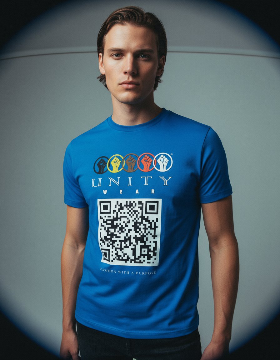 AI product shot of Unity Wear QR Code Men's Crew Neck T-shirt