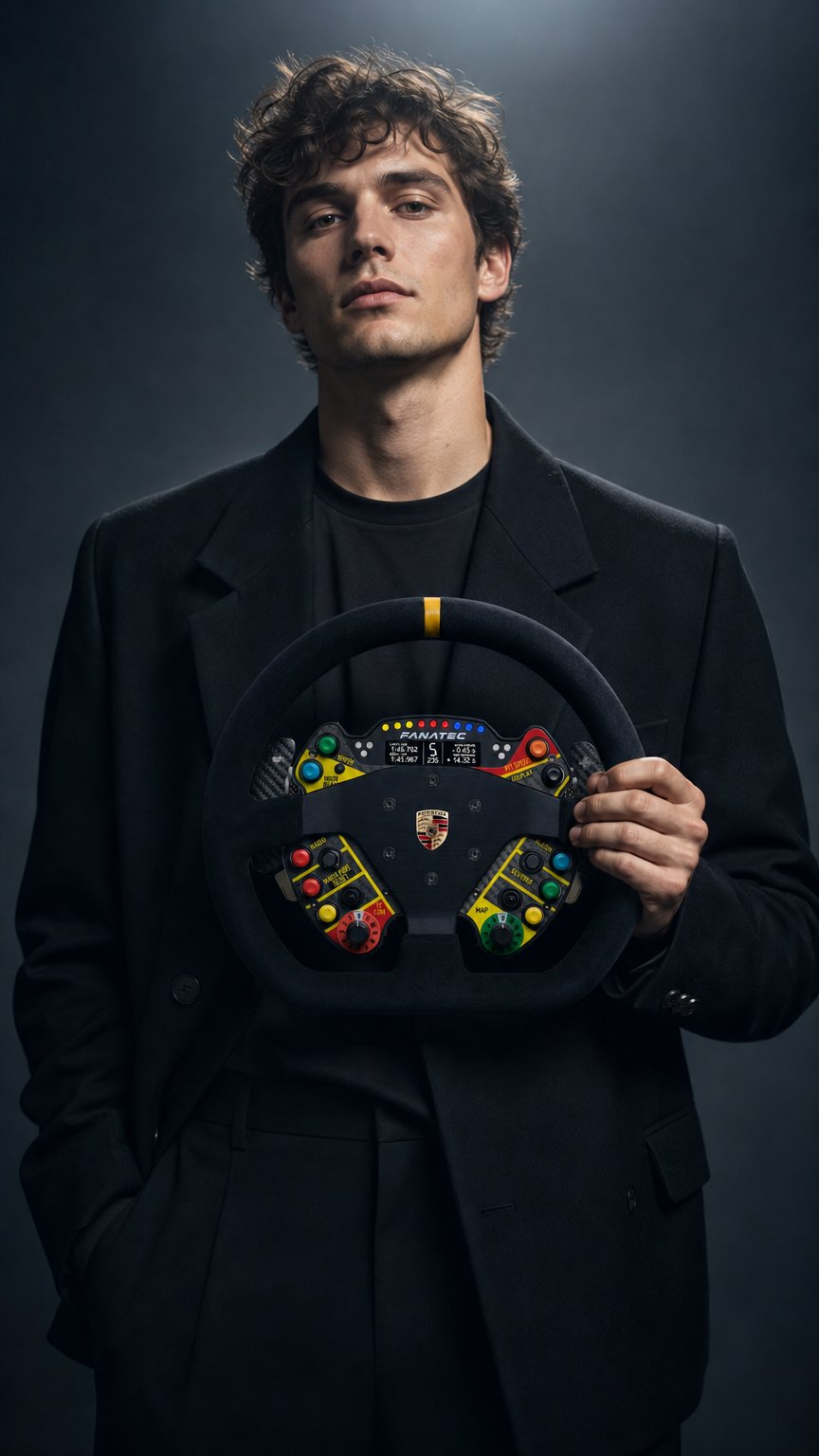 AI product shot of Podium Steering Wheel Porsche 911 GT3 R (Suede)