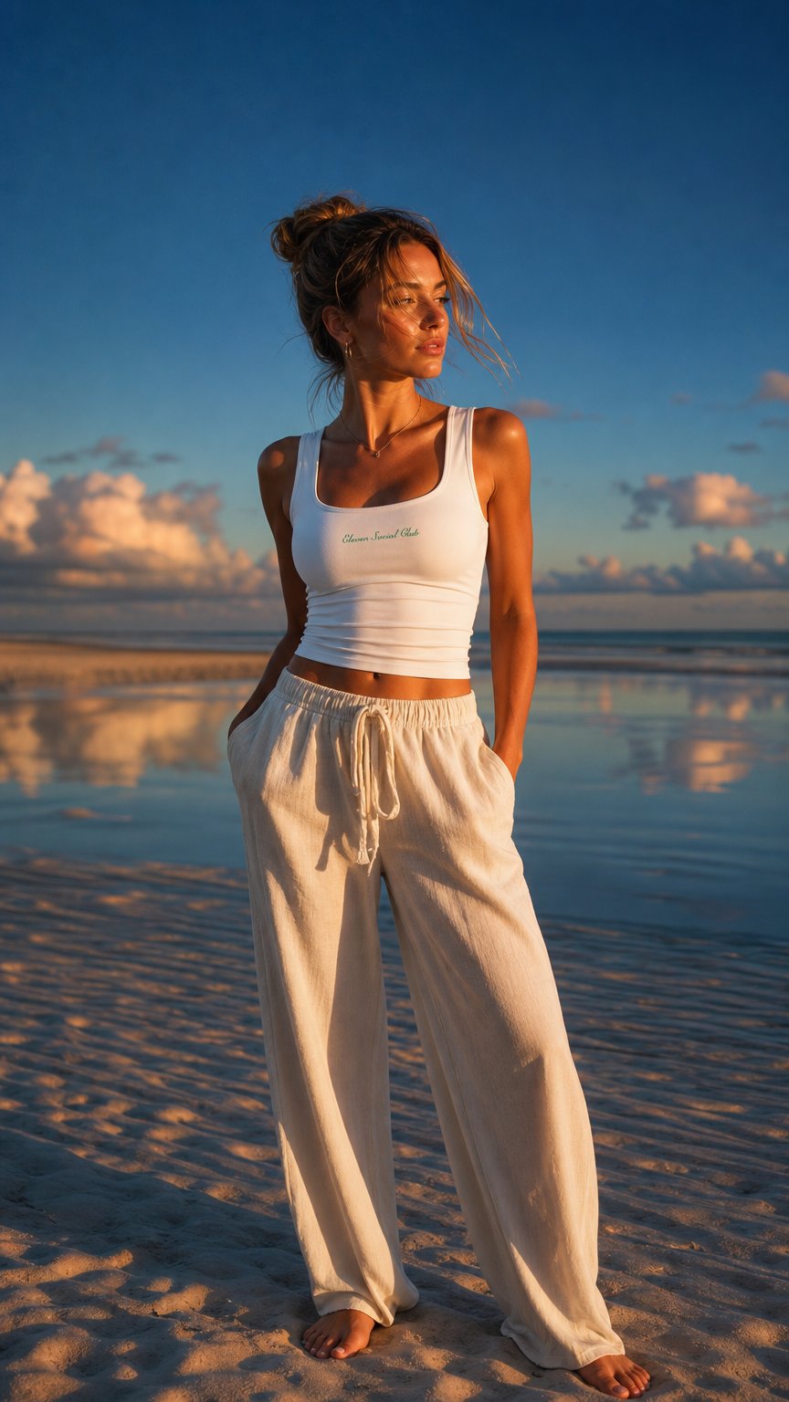 AI product shot of The White Colette Pickleball Tank Top