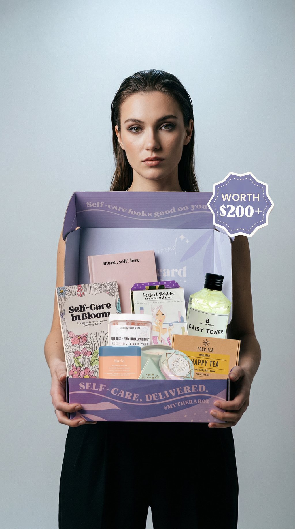 AI product shot of TheraBox - Self Care Subscription Box
