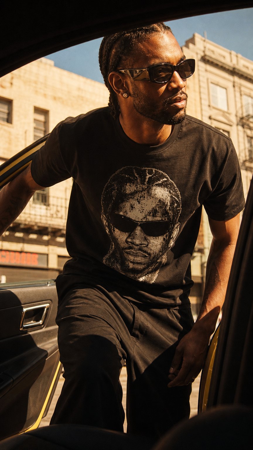 AI product shot of Allen Iverson Distressed Portrait Tee