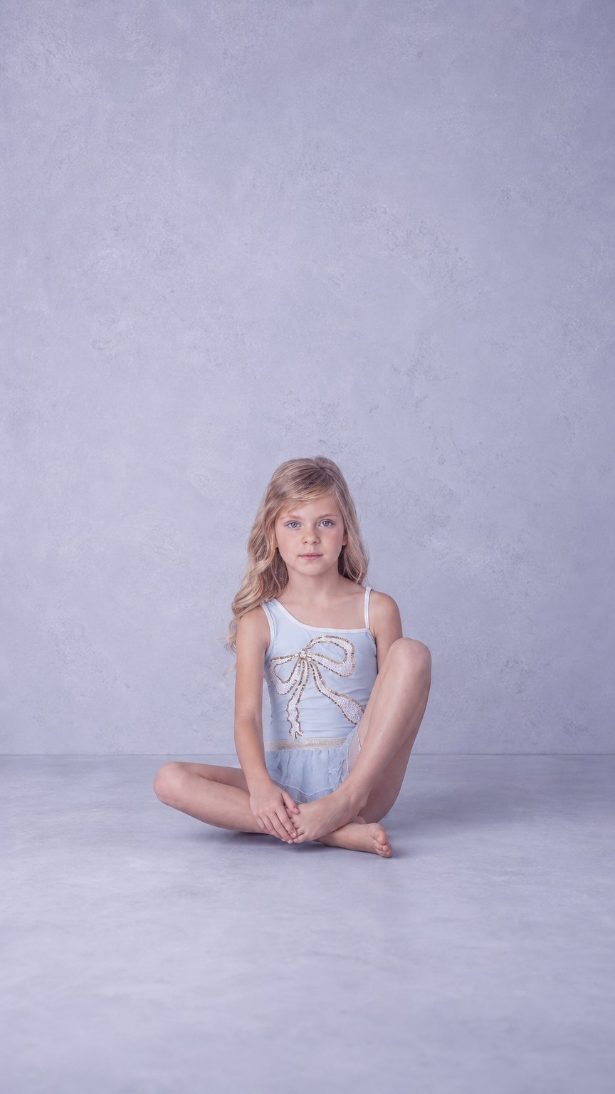 AI product shot of Blue Bow Girls Flip Sequin One Piece & Tutu Swim Set 3t-10