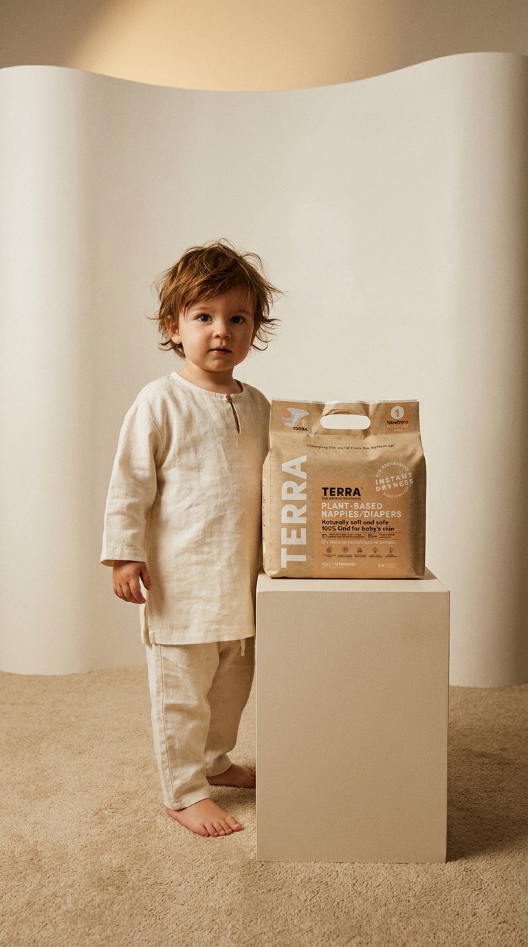 AI product shot of TERRA Plant Based Diapers