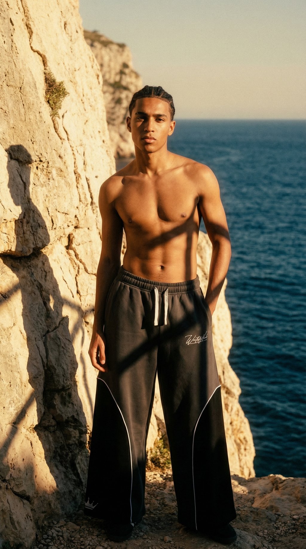AI product shot of Black Baggy Sweatpants