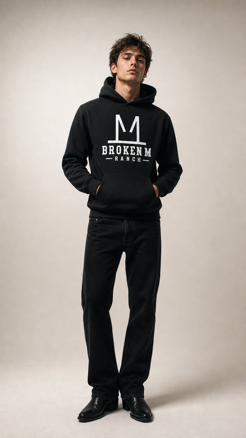 AI product shot of Pre-Dawn Hoodie — Broken M Ranch