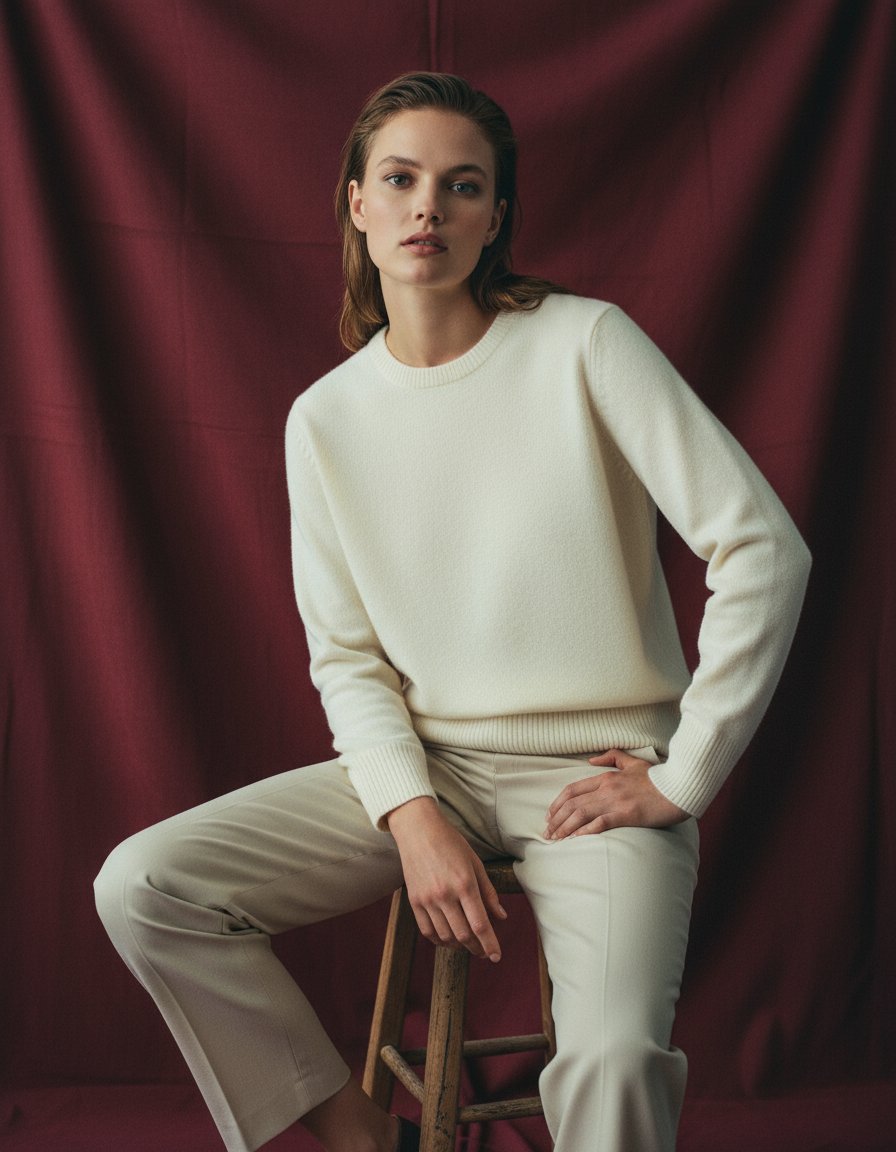 AI product shot of THE CLASSIC CREW SWEATER - ECO WHITE