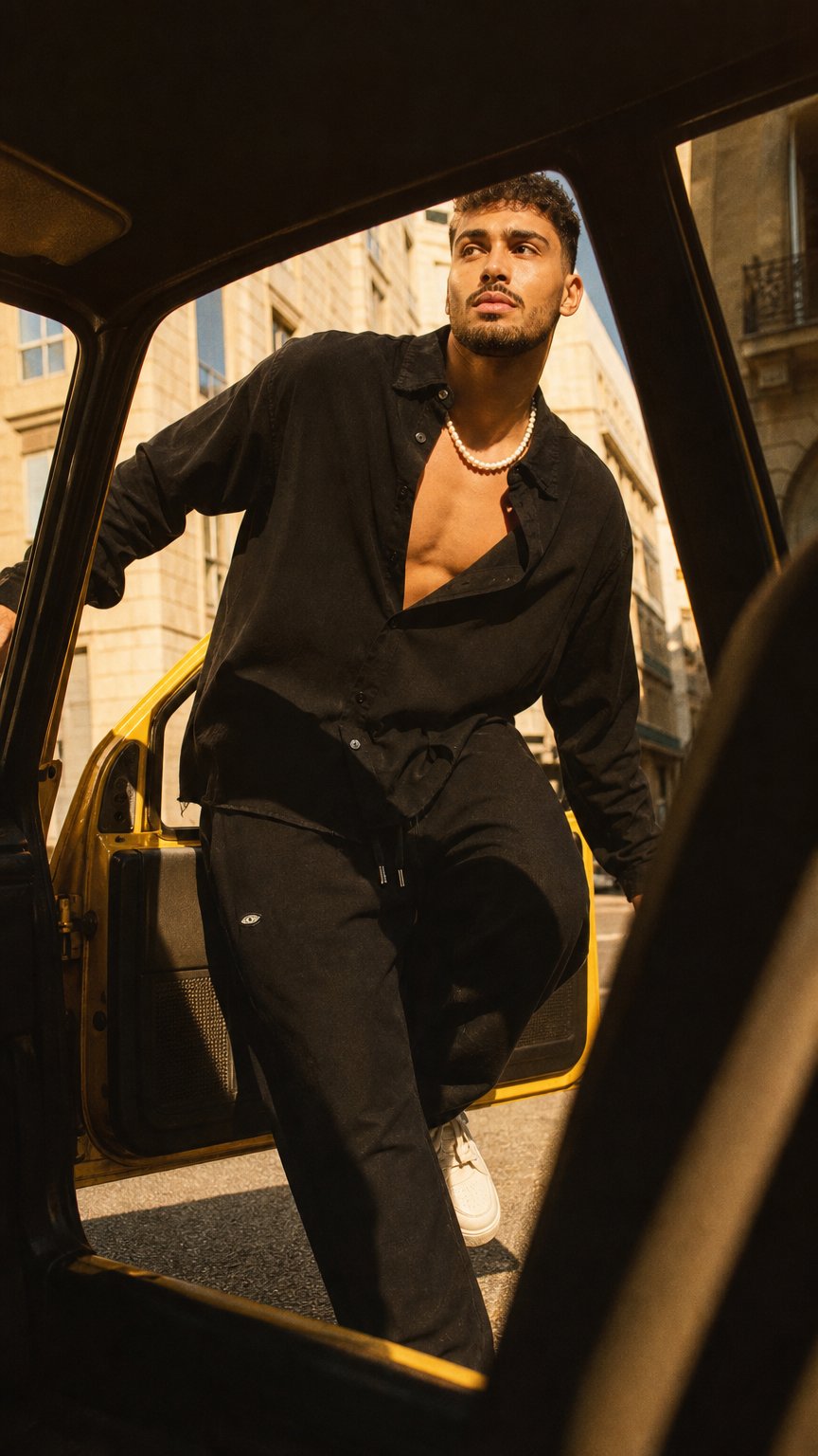 AI product shot of Soft Linen Set - Black | Long Sleeve & Pants