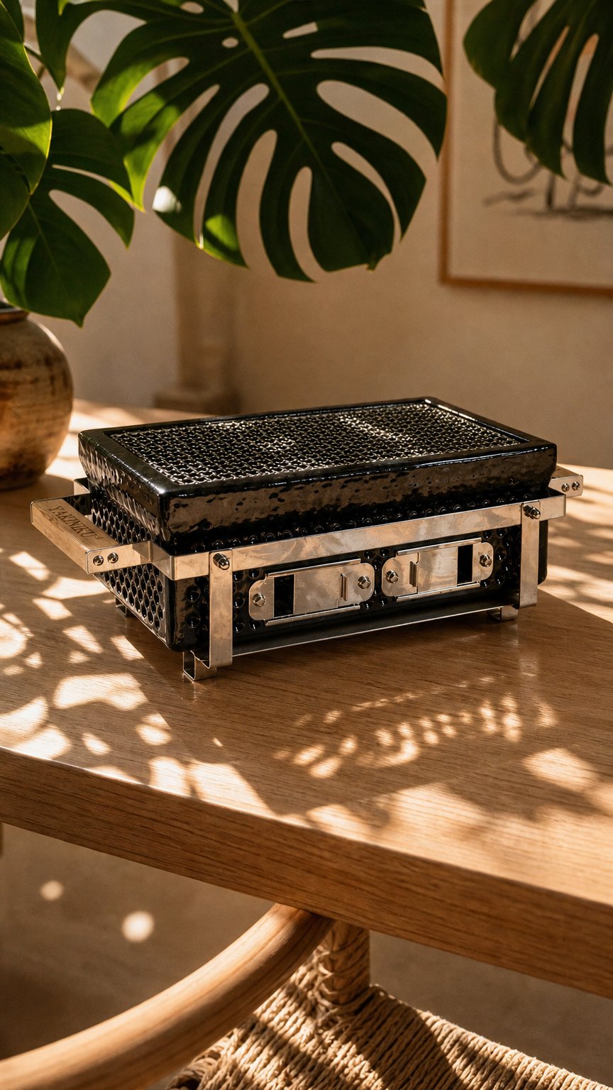 AI product shot of YAKINIKU Rechthoekige Shichirin | Konro- & Yakitori grill