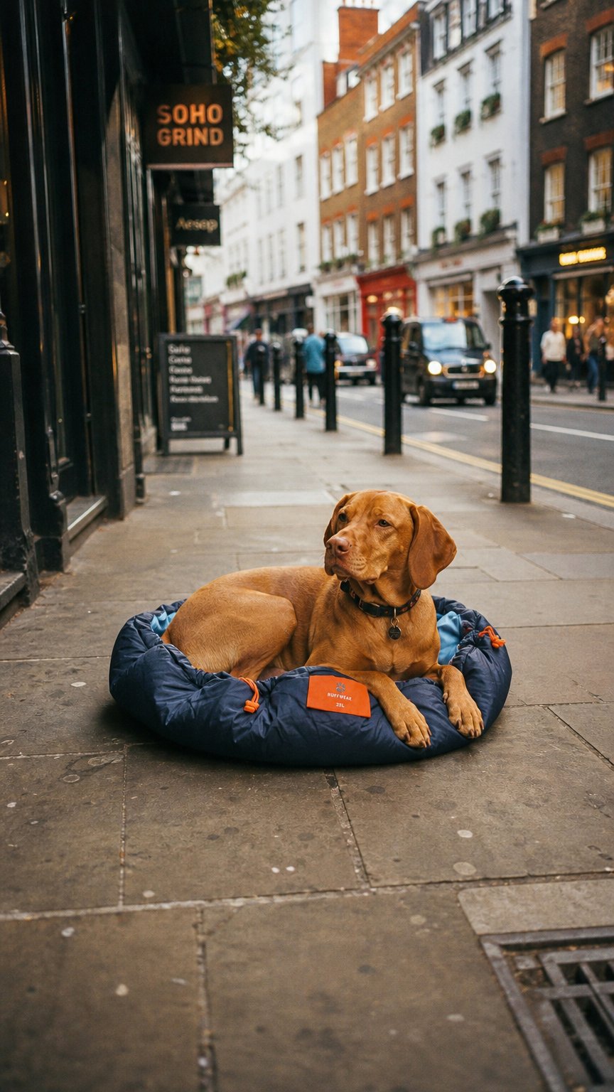 AI product shot of Medium Travel Dog Bed | Blue & Blue