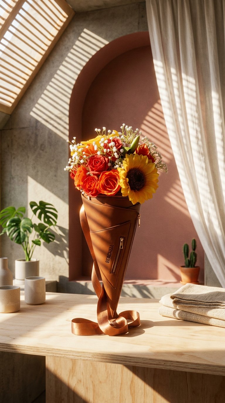 AI product shot of Berchell Bouquet Bag - Cocoa & Sunflower