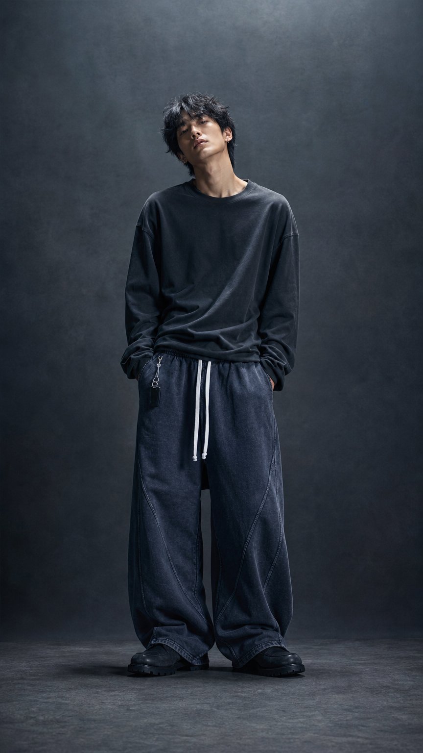 AI product shot of Black Washed Sweatpants