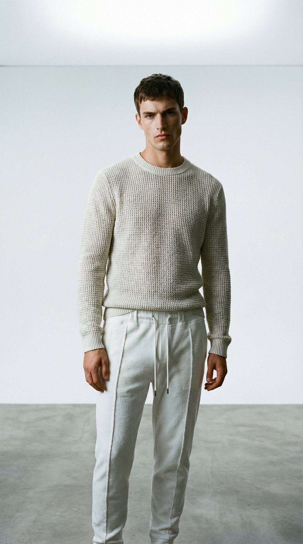 AI product shot of White Terry Towelling Leisure Trousers